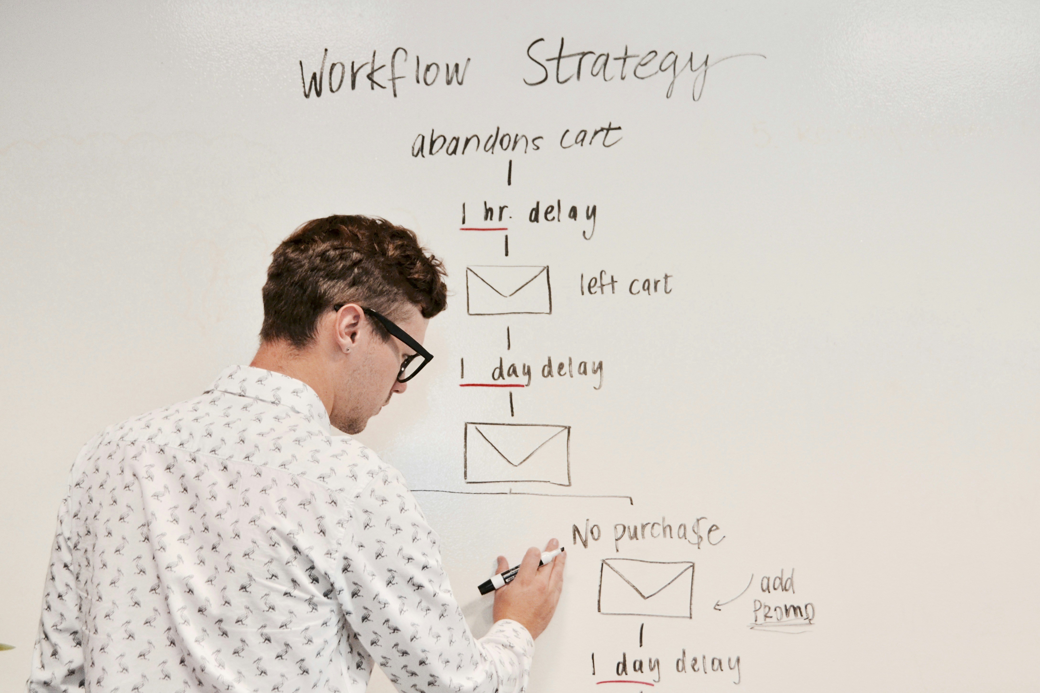 Man Writing on Board - CDP Marketing Automation